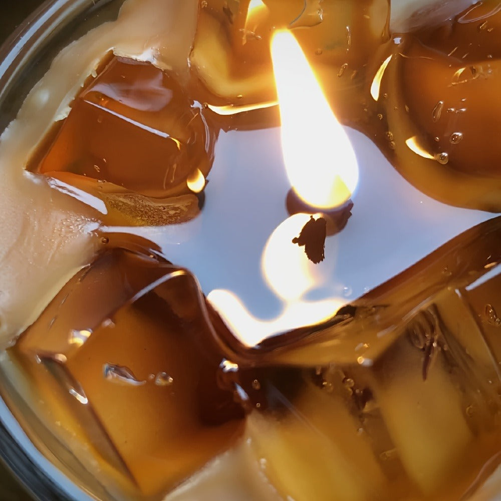 200g Iced Coffee Cup Candle with Clear Glass, Cube Details, Single Wick and Presentation Box