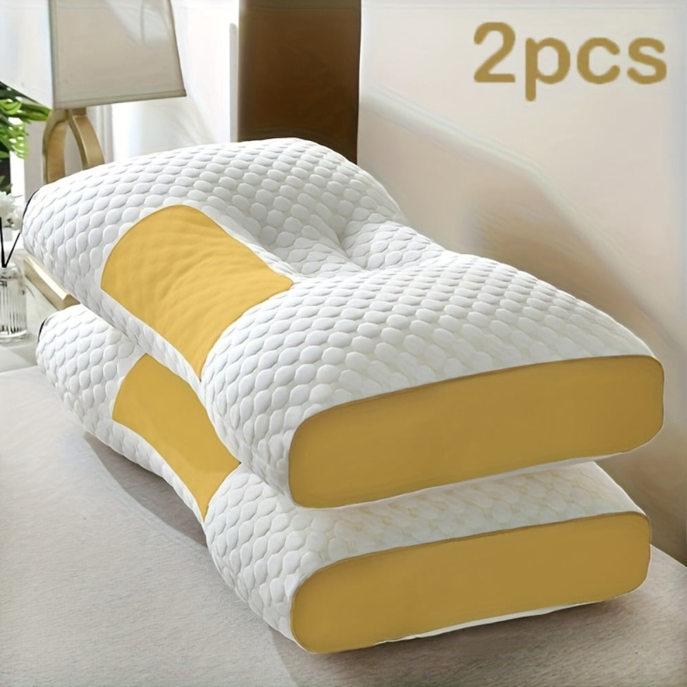 Two-Pillow Contoured Neck Pillow Set in Gray or Blue with 60 x 40 cm Pictured Size and Pillowcase-Only Option