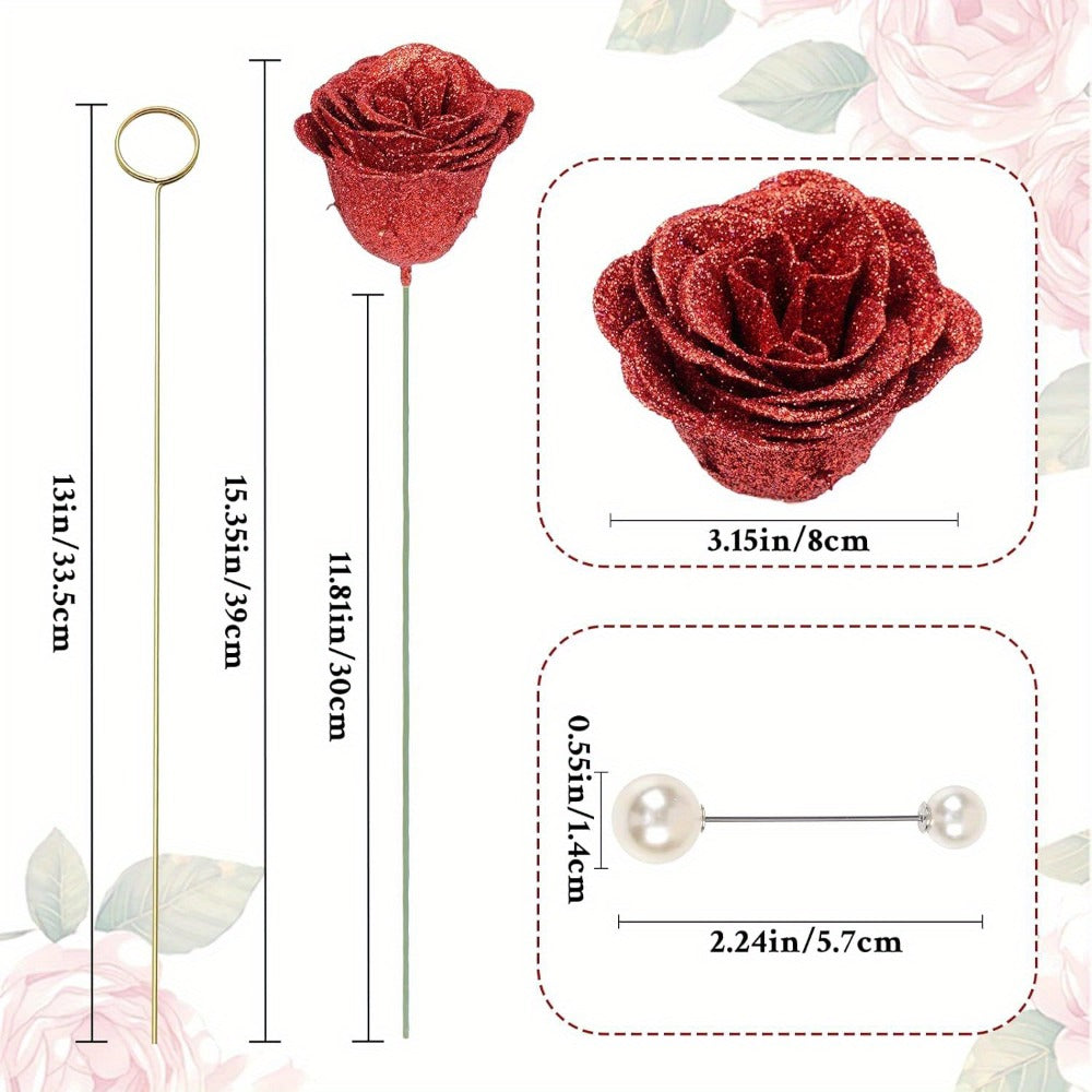 Artificial Flash Rose Bouquet 24/36 Pcs – Simulation Shiny Fake Roses for Wedding, Engagement, Anniversary & Holiday Decorations, Multiple Colors