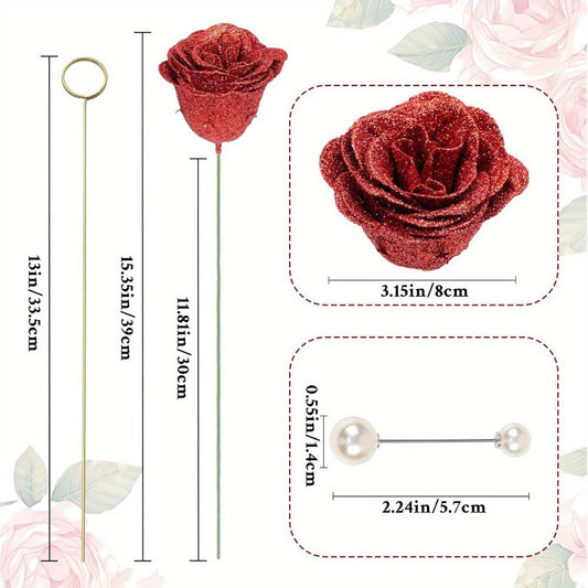 Artificial Flowers Flash-Shine Rose Bouquet in 24 or 36-Piece Sets across Five Color Options