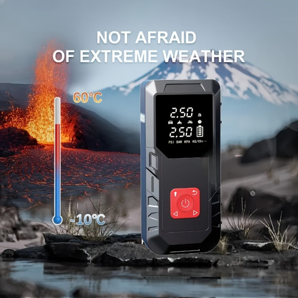 Portable Car Jump Starter 10000A – 9-in-1 Battery Booster with 350PSI Tire Inflator, LED Light, USB-C Fast Charging, Power Bank for 12V Gas & Diesel Vehicles, Emergency Car Tool