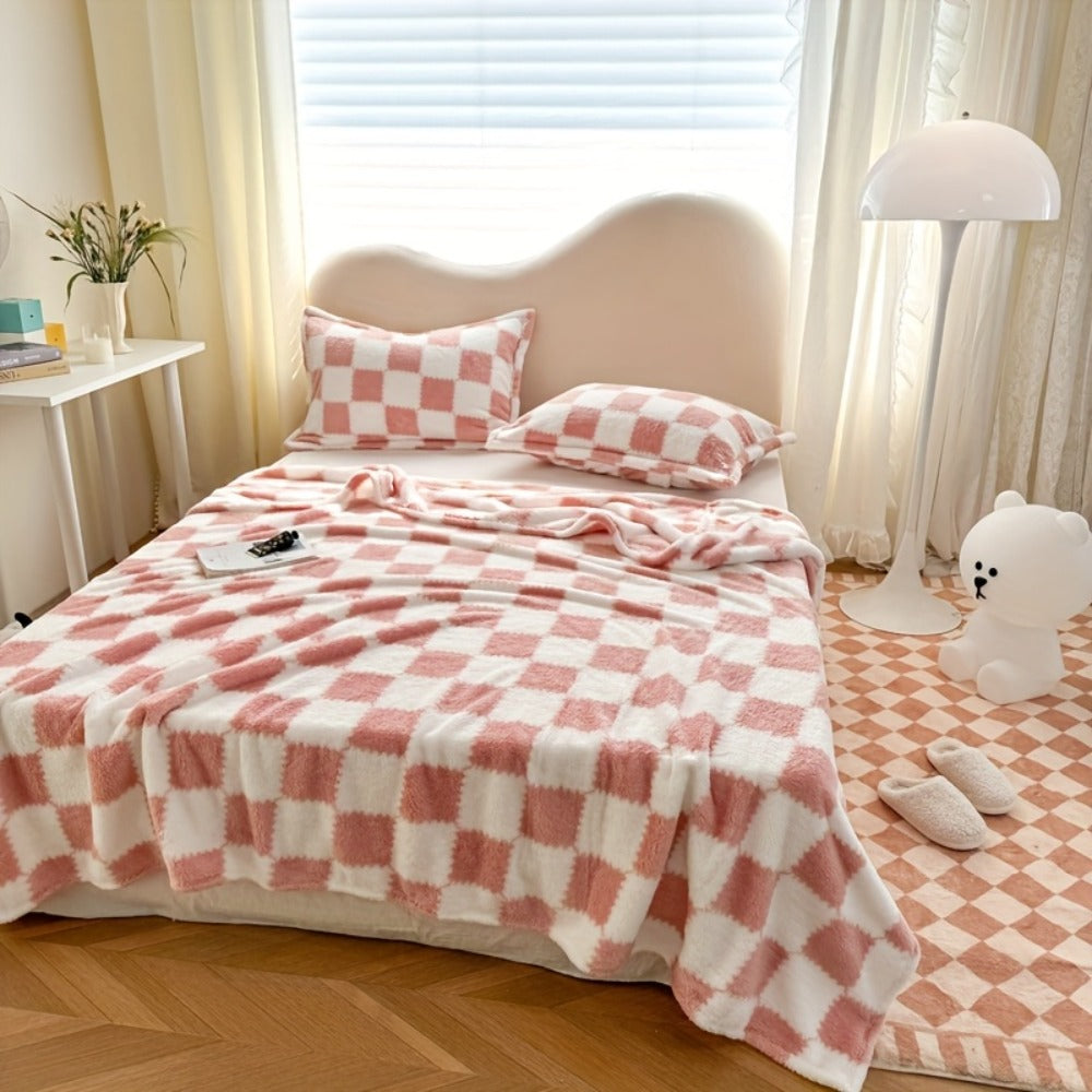 Plaid and Panda Flannel Blanket with Six Design Labels and Four Sizes from 39.37 x 59.06 to 78.74 x 90.55 Inches