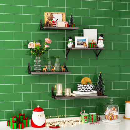 Floating Shelves Wall Mounted 4-Pack, Decorative Wall Shelves for Bedroom, Living Room, Bathroom & Plants