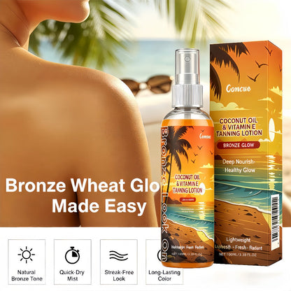 Self Tanning Spray with Coconut Oil 100ml Sunless Tanner for Natural Bronze Glow - Sun-Kissed Complexion Indoor Self Tan Hydrating Nourishing Portable Spray for Women and Men