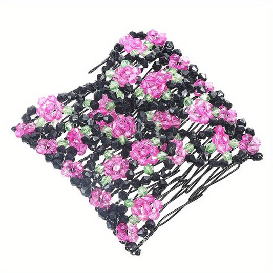 Hair Accessories Six-Piece Floral Comb and Hairpin Set with Beaded Details for Bridal Updos
