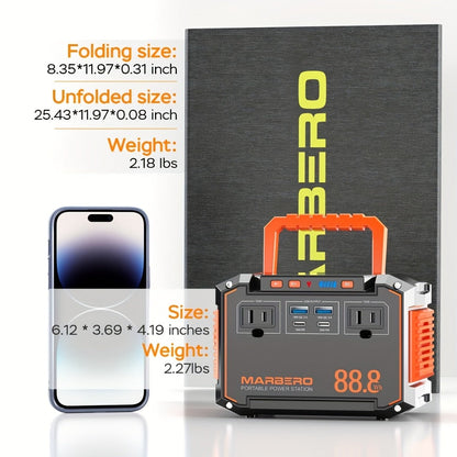 Solar Generator Portable Power Station 88.8Wh 111Wh 237Wh with Foldable Solar Panel, 100W Pure Sine Wave AC Output USB-C PD USB QC3.0 DC LED Emergency Light for Camping RV Hiking & Home Backup Power