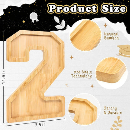 Party Decorations Fillable Wood-Look Letter and Number Trays with BABY, ONE, 2026 or GRAD Options