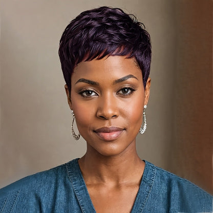 Synthetic Wig 4-Inch Glueless Pixie Cut in Two Mixed Brown-Blonde Color-Code Options for Daily Wear