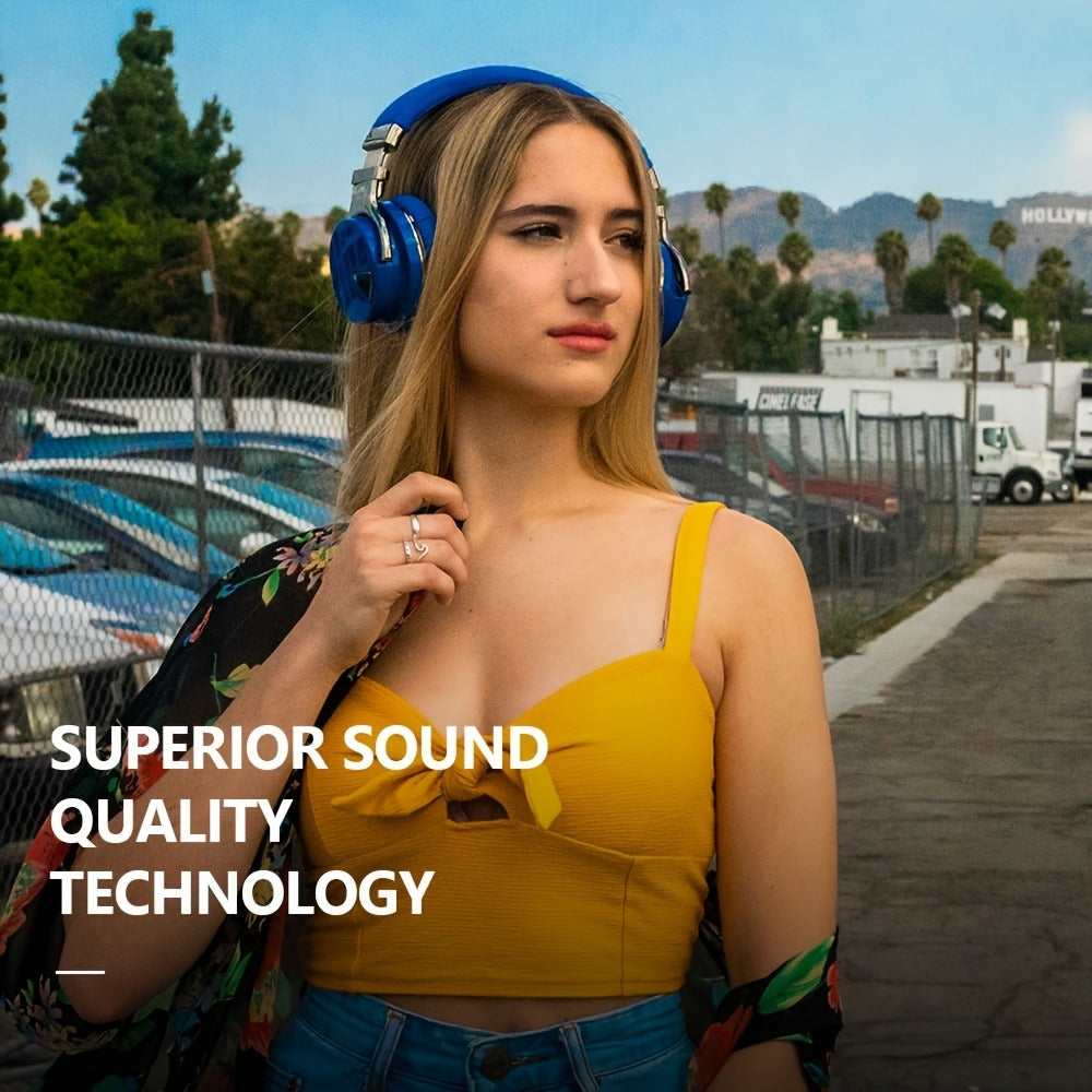 ANC Over-Ear Wireless Headphones Bluetooth 5.2 Deep Bass 45mm Drivers 30 Hours Playtime Dual Microphone Protein Earpads Foldable for Travel Work Study