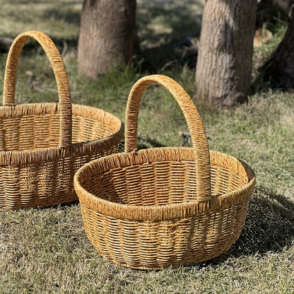 Wicker Picnic Basket Handwoven | Rattan Shopping Basket for Eggs Fruit Outdoor Picnic Gift Basket