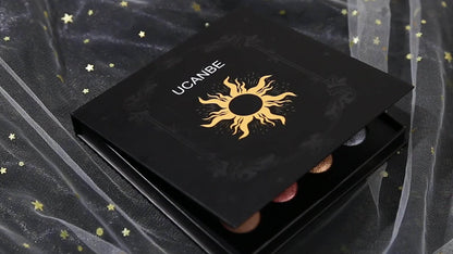 Eyeshadow Palette UCANBE 16-Shade Black Case with Matte-Shimmer-Metallic Mix and 15-Brush Set