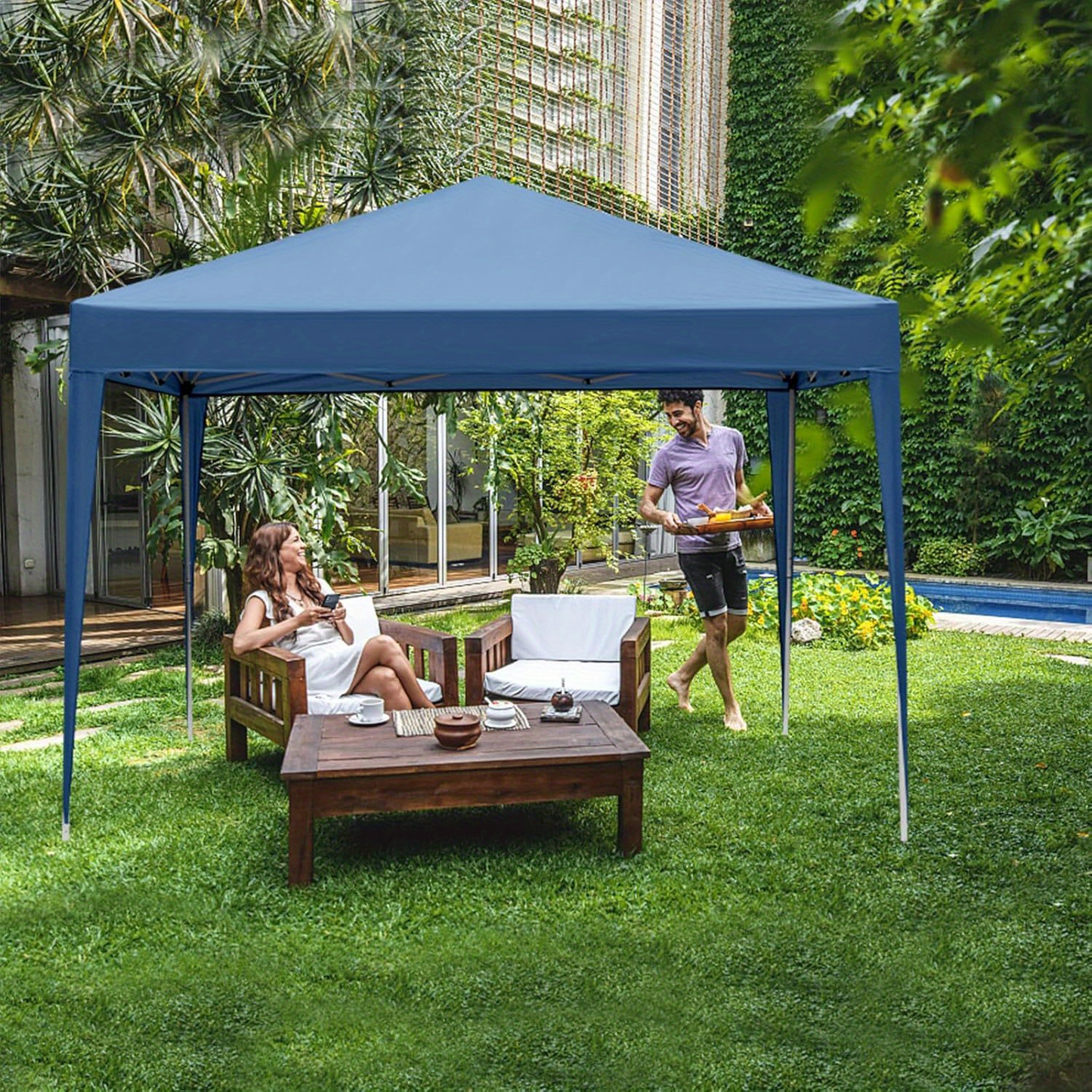 Instant Canopy 10x10 FT Oxford Fabric UPF50+ Sidewalls Commercial