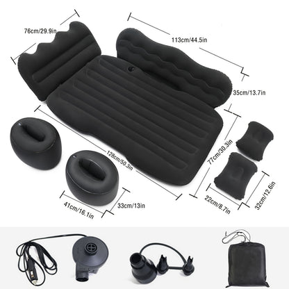 Car Inflatable Mattress for SUV & Sedan – Thickened Back Seat Sleeping Pad with Air Pump & 2 Pillows, Rear Trunk Camping Bed for Road Trips & Overlanding