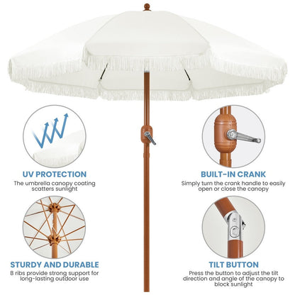 7.5-Foot Patio Umbrella, Backyard Sun Shade for Outdoor Shade and Protection detail image