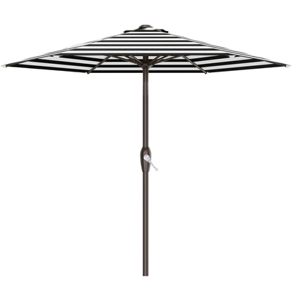 Patio Umbrella shown in the Black & White Striped, 7.5FT option