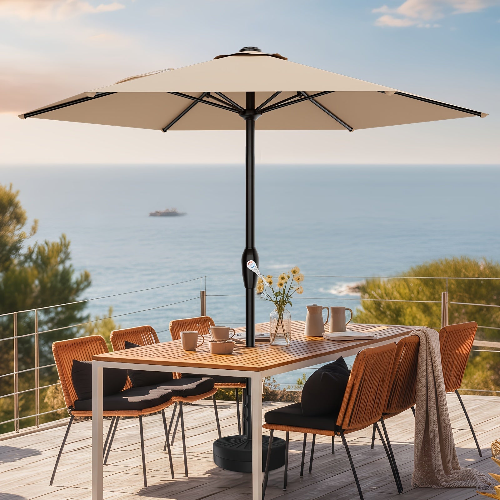 Patio Umbrella shown in the Beige option