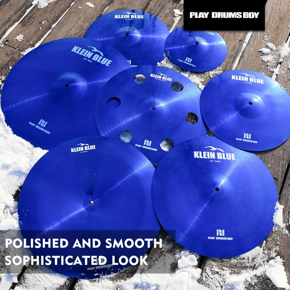 7-Piece Alloy Cymbal Set in Blue, Red or Black for Drum Practice detail image - detail view 9