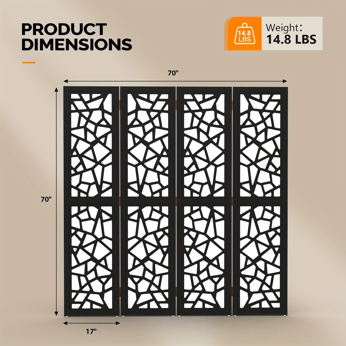 Room Divider shown in the Black, 4 panels option
