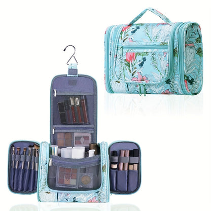 Toiletry Bag Hanging Multi-Pocket Shower Organizer with Metal Hook, Carry Handle and Seven Print Options