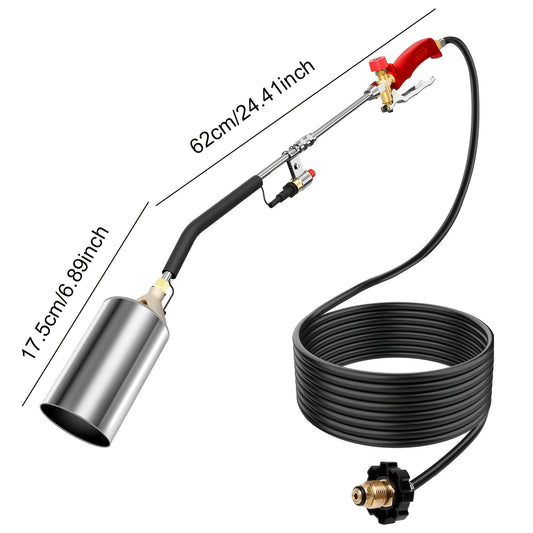 Weed Burner Torch Propane with 10ft Hose & Turbine Trigger, High-Output Flame Weeder with 1lb Cylinder Converter for Garden Weeding, Ice & Snow Melting, Wood Burning, Outdoor Use – Gas Tank Not Included
