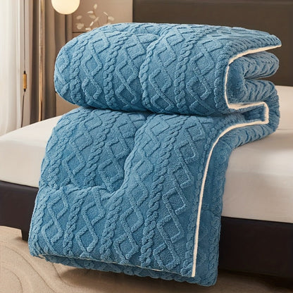 Geometric Plush Comforter in Silvery Grey or Blue with Five Sizes from 53.15 x 78.74 to 103.94 x 90.16 Inches