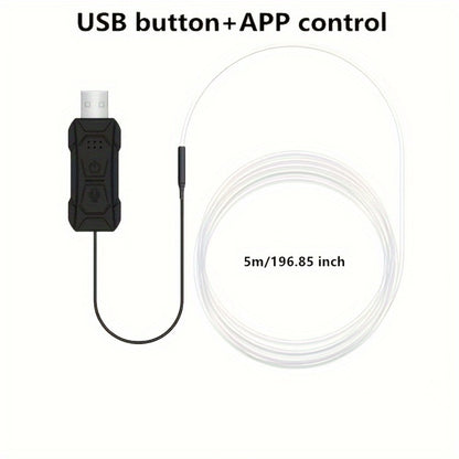 Car Interior Fiber-Style Ambient Light Kit with 5-in-1 Remote or 196.85-Inch App-Control Checkout Options