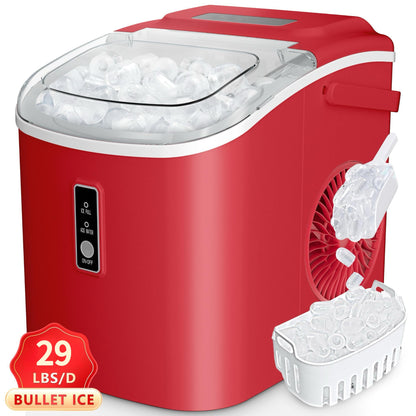 Self-Cleaning Ice Maker Countertop 8 Cubes in 6 Minutes, 2 Ice Sizes S/L, 26-Per Day, Smart ICE FULL & ADD WATER Indicators