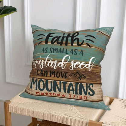 Scripture Quote Throw Pillow Covers, Four-Piece 18 x 18-Inch Linen-Labeled Set with Hidden Zippers