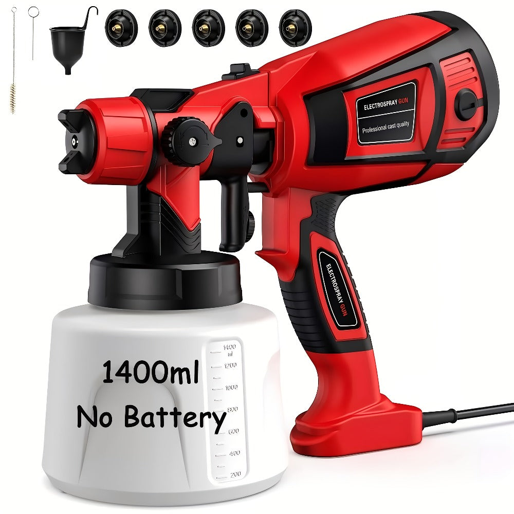 HVLP Paint Sprayer Electric Spray Gun with 3 Spray Patterns & 27oz Container – Cordless Airless Sprayer for House Painting, Furniture, Cabinets, Fence, Walls, Doors, Car DIY Projects