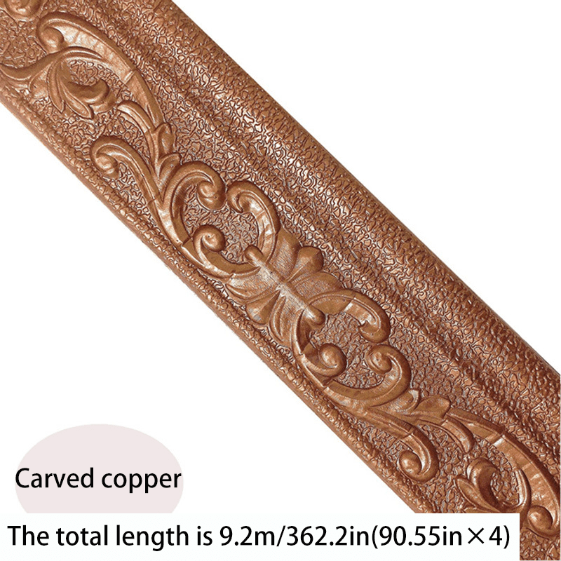 Carved Foam Baseboard Wall Trim Sticker in White, Silver Gray, Copper or Golden, Available in 4, 8 or 12 Rolls