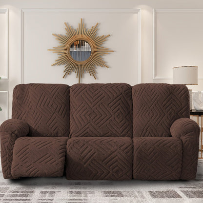 Stretch 3 Seat Sofa Slipcover Elastic Spandex Couch Cover with Pocket Anti-Slip Jacquard Knit Washable Solid Color Sofa Protector for Living Room Office Pet Friendly