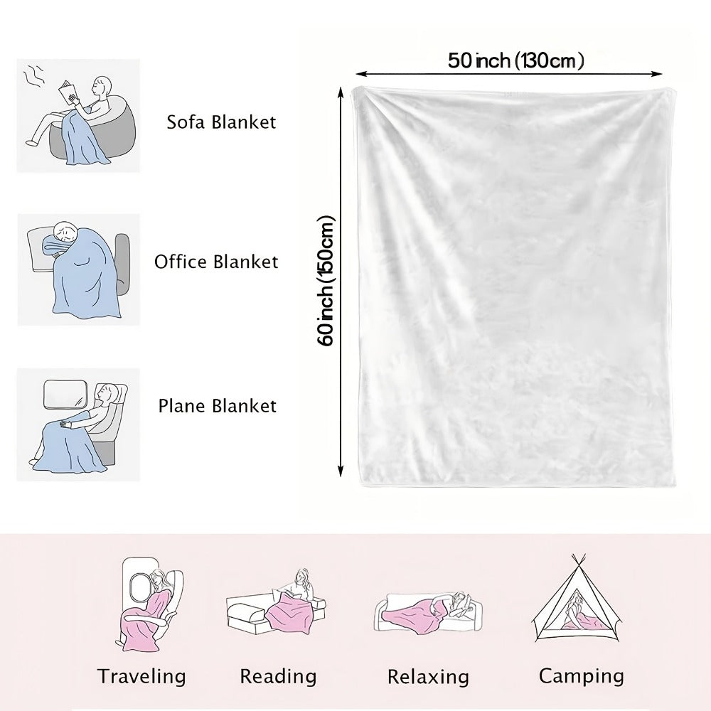 NANA Floral Letter Print Flannel Blanket in White with 30 x 40, 40 x 50 or 50 x 60-Inch Size Options