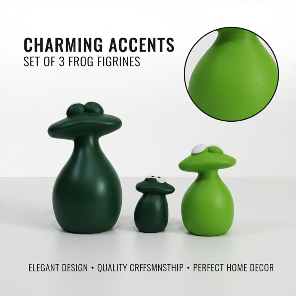 Resin Big Mouth Frog Figurines Set of 3 – Cute Garden Courtyard Ornaments, Funny Parody Decor