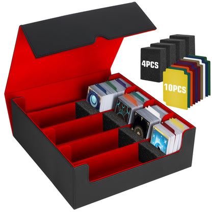 Five-Row Trading Card Storage Box with 48 Dividers, Five Foam Supports and 3200+ or 4000+ Capacity Options