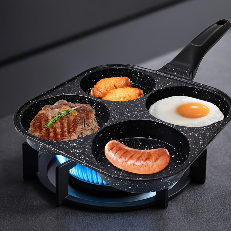 Non-Stick Frying Pan | Aluminum Egg Skillet with Wooden Handle | Breakfast Omelet Pancake Burger Pan for Home Kitchen Camping RV Dorm Cooking