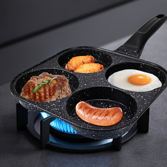 Non-Stick Frying Pan | Aluminum Egg Skillet with Wooden Handle | Breakfast Omelet Pancake Burger Pan for Home Kitchen Camping RV Dorm Cooking