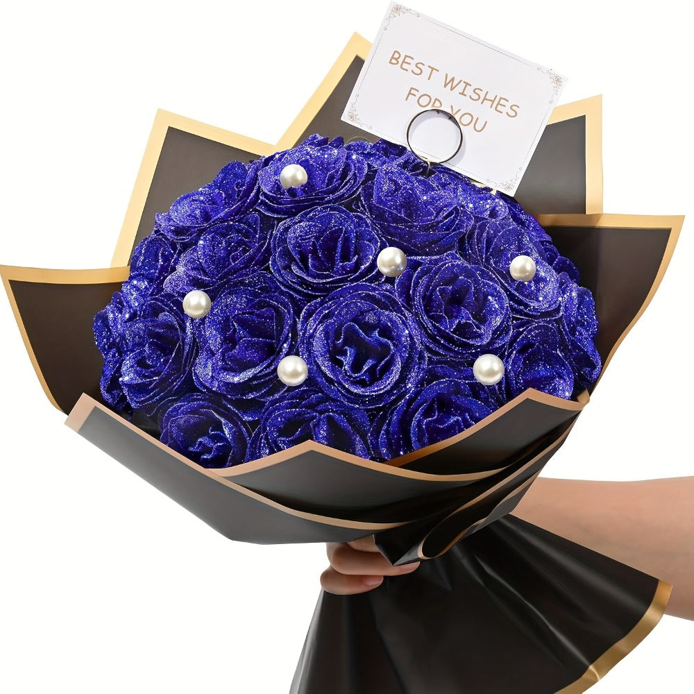 Artificial Flash Rose Bouquet 24/36 Pcs – Simulation Shiny Fake Roses for Wedding, Engagement, Anniversary & Holiday Decorations, Multiple Colors