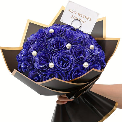 Artificial Flash Rose Bouquet 24/36 Pcs – Simulation Shiny Fake Roses for Wedding, Engagement, Anniversary & Holiday Decorations, Multiple Colors