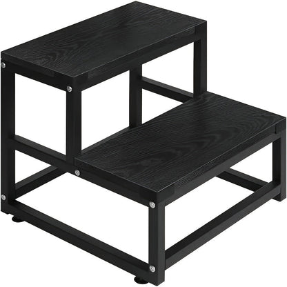 Fixed Two-Tier Metal Frame Step Stool, Approximately 15.7 x 15.7 x 13.2 Inches in Three Finishes