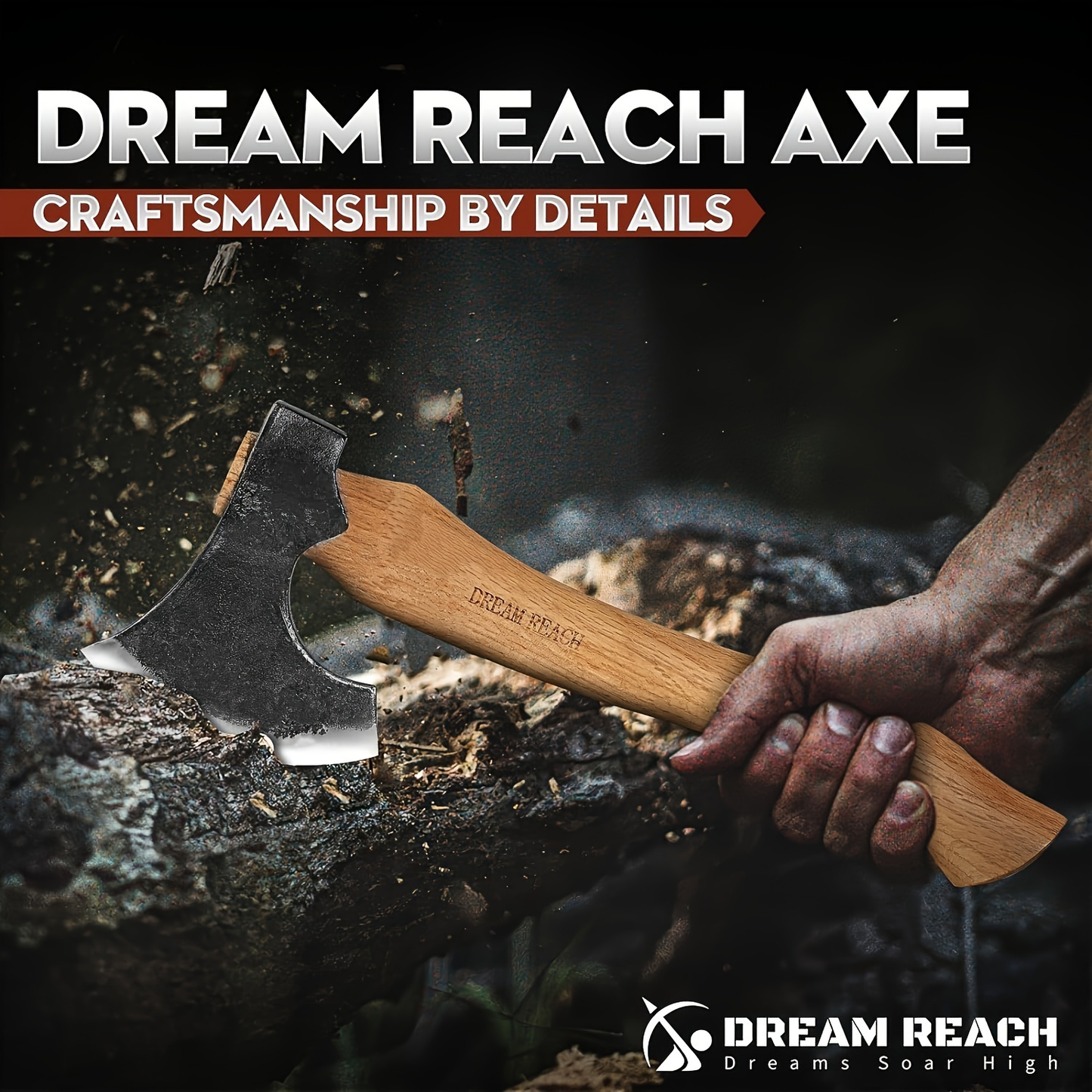 Hatchet Camping Axe 14 Inch Hand Forged High Carbon Steel Bushcraft Splitting Axe with Sheath - Ergonomic Wood Handle Hammer Poll for Firewood Chopping Hiking Survival Outdoor