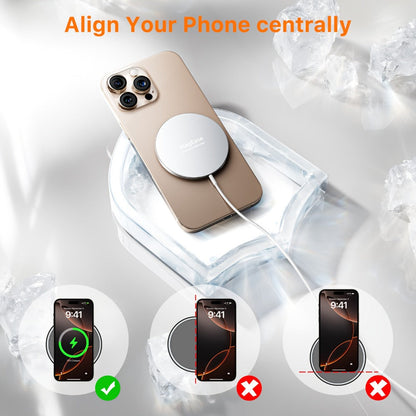 MagSafe Magnetic Wireless Charging Pad 15W Snap Alignment, Fast Charger for iPhone 17/16/15/14/13/12 & AirPods Pro/3/2