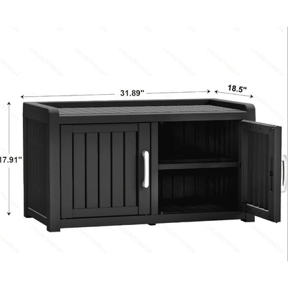 Light Brown Shoe Storage Bench with Hidden Cabinet for Entryway, Porch, Patio, Mudroom or Hallway Organization