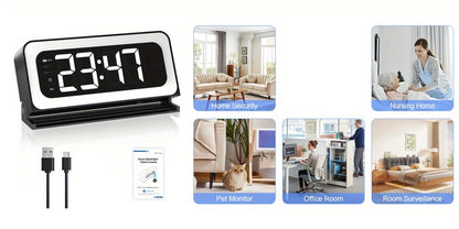 2K WiFi Clock Camera for Home, 5GHz & 2.4GHz Dual Band Wireless Indoor Security Camera, Nanny Cam Baby Monitor Dog Camera, Full Color Night Vision, Motion Detection, Two-Way Talk, Hidden Design