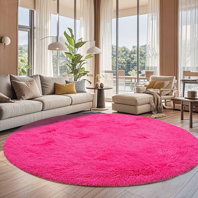 Area Rug Fluffy Faux-Fur Shag in Solid, Tie-Dye and Ombre Colors with Six Retained Room Sizes