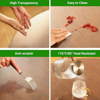 Clear Round PVC Table Cover Protector in 24- to 63-Inch Diameter Options with 1.5 mm Thickness