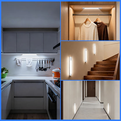 Motion Sensor LED Cabinet Light 4 Pack USB Powered - 3 Color Modes, Wireless Under Cabinet Lighting Bar
