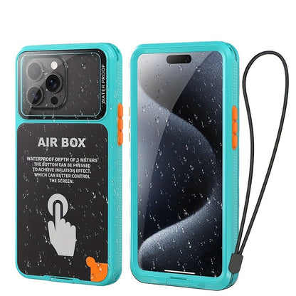 Waterproof iPhone Case IP68 360° Full Body Shockproof Dustproof Underwater Swimming Surfing Sports Cover for iPhone 16 15 Pro 15 14 Pro 14 13 Pro 13 12 Pro 12 – Underwater Photography Beach