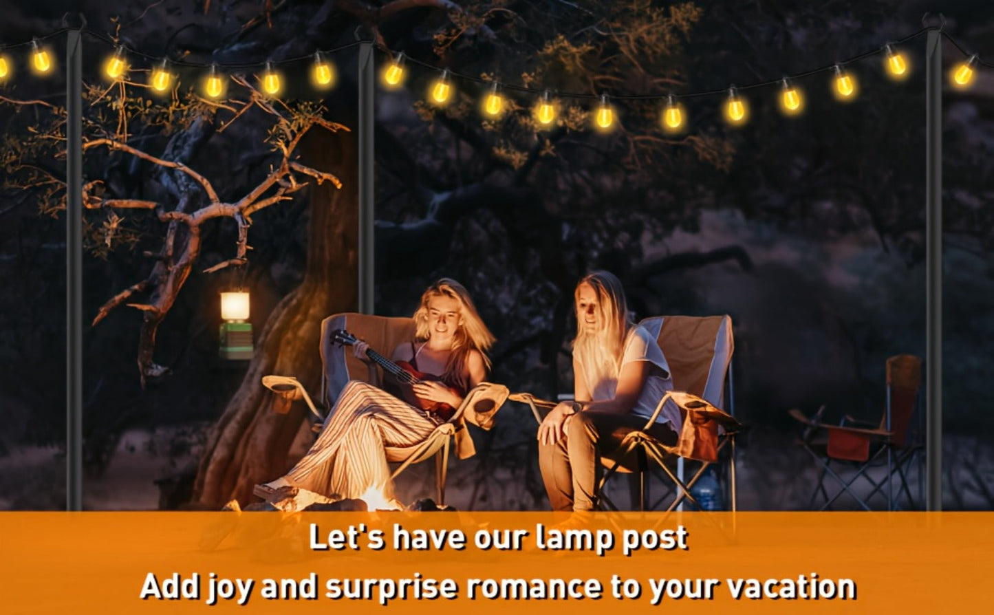 Four-Pack 11.1-Foot Outdoor String Light Poles with Forked Metal Bases for Patios and Events