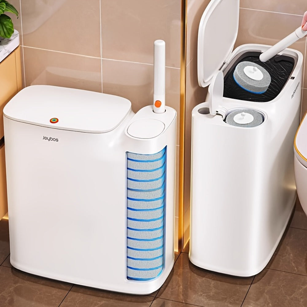 7.7L Bathroom Waste Bin and Disposable Toilet Brush Station with 12 or 72 Replacement Heads