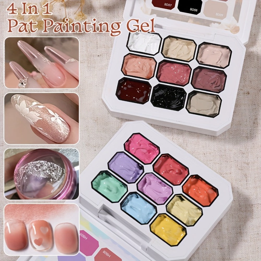 Gel Nail Polish 9-Color Ombre Palette for Gradient and Stamping Art with UV/LED Cure, 7 Series